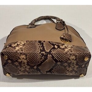 Michael‎ Kors Tan Pebbled Leather Snakeskin Embossed  Satchel Handbag used 1x